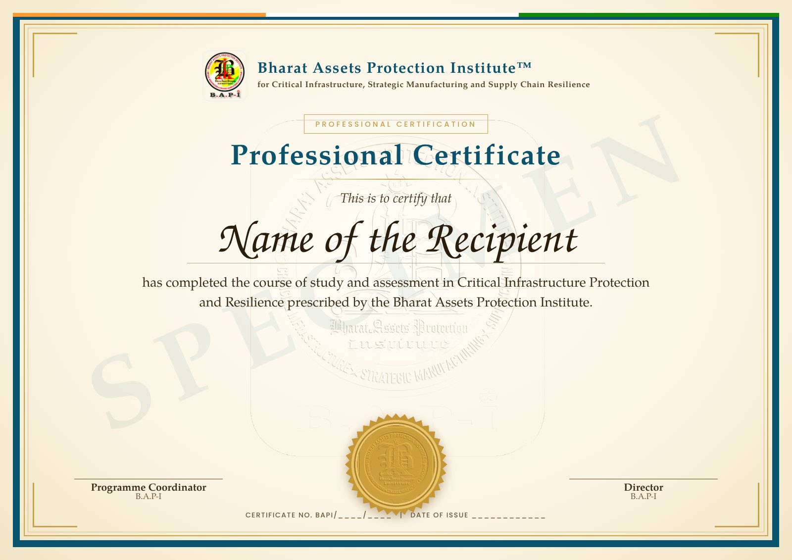 Professional Certificate (specimen)